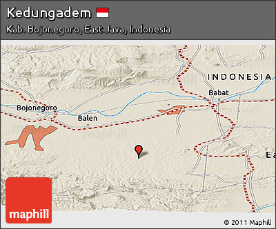 Shaded Relief Panoramic Map of Kedungadem