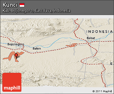 Shaded Relief Panoramic Map of Kunci