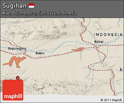 Shaded Relief Panoramic Map of Sugihan