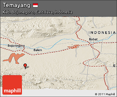 Shaded Relief Panoramic Map of Temayang