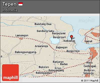 Shaded Relief Panoramic Map of Tepen