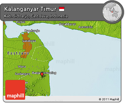 Physical 3D Map of Kalanganyar Timur
