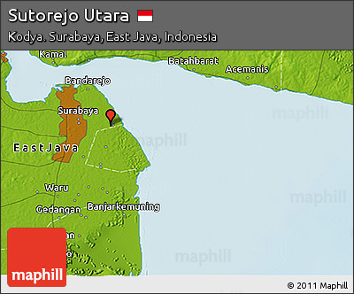 Physical 3D Map of Sutorejo Utara