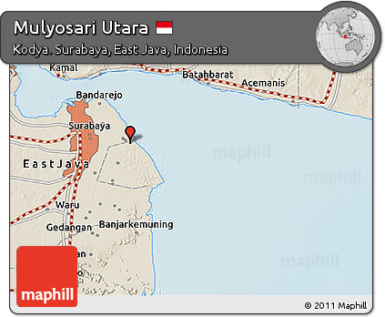 Shaded Relief 3D Map of Mulyosari Utara