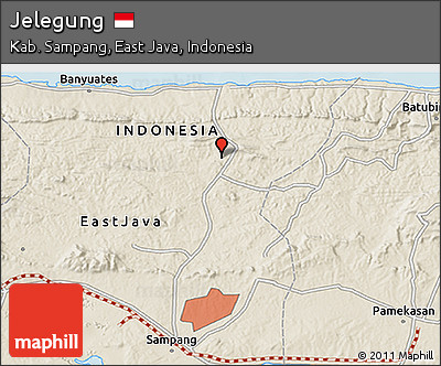 Shaded Relief 3D Map of Jelegung