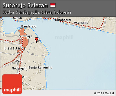 Shaded Relief 3D Map of Sutorejo Selatan