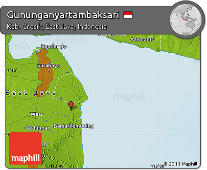 Physical Map of Gununganyartambaksari
