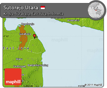 Physical Map of Sutorejo Utara