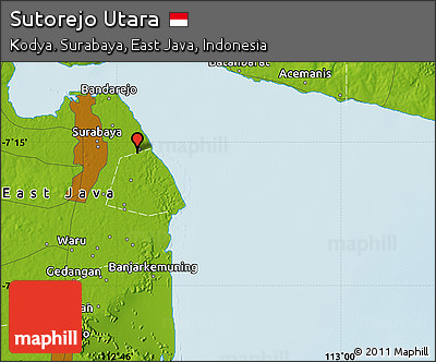 Physical Map of Sutorejo Utara