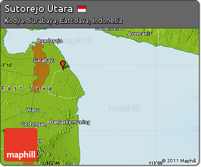 Physical Map of Sutorejo Utara