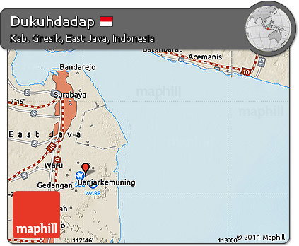 Shaded Relief Map of Dukuhdadap