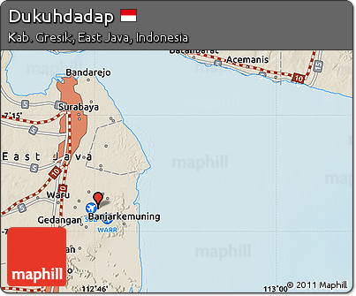 Shaded Relief Map of Dukuhdadap