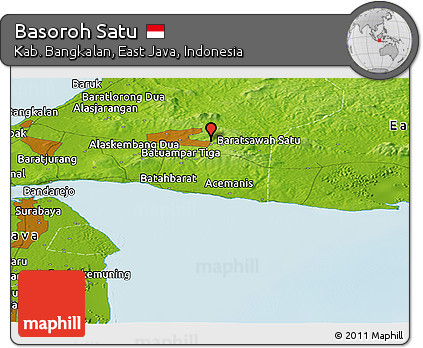 Physical Panoramic Map of Basoroh Satu