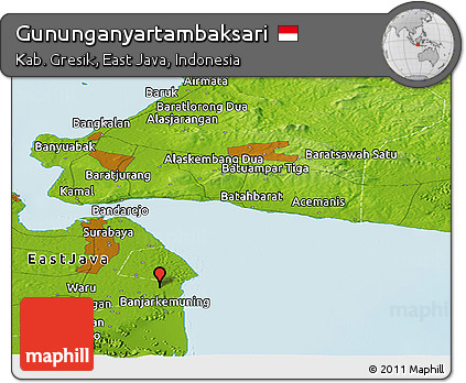 Physical Panoramic Map of Gununganyartambaksari