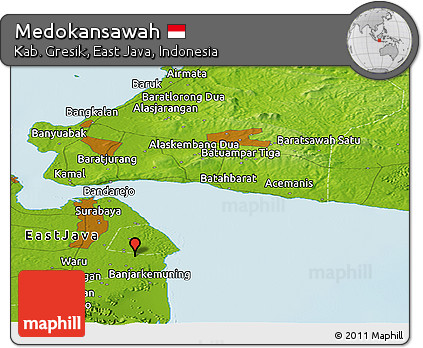 Physical Panoramic Map of Medokansawah