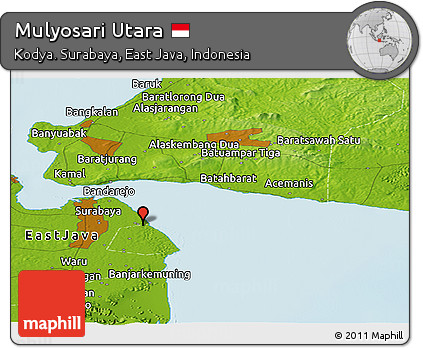 Physical Panoramic Map of Mulyosari Utara