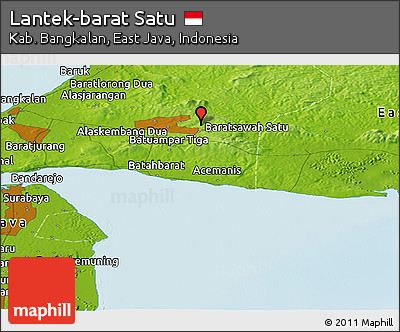 Physical Panoramic Map of Lantek-barat Satu