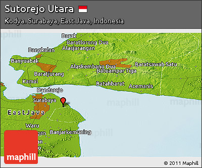 Physical Panoramic Map of Sutorejo Utara