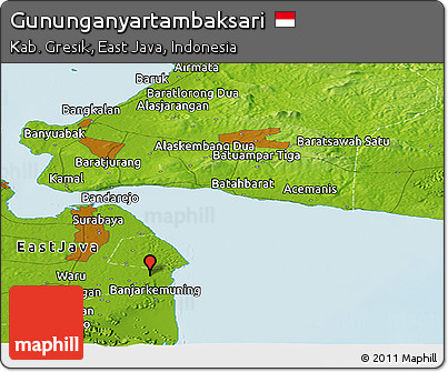 Physical Panoramic Map of Gununganyartambaksari