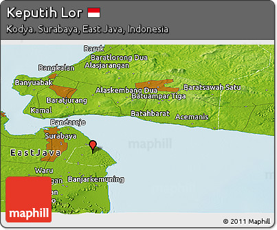 Physical Panoramic Map of Keputih Lor