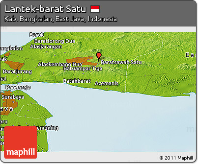 Physical Panoramic Map of Lantek-barat Satu