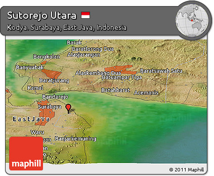 Satellite Panoramic Map of Sutorejo Utara