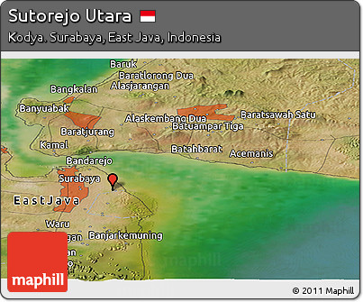Satellite Panoramic Map of Sutorejo Utara