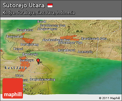 Satellite Panoramic Map of Sutorejo Utara
