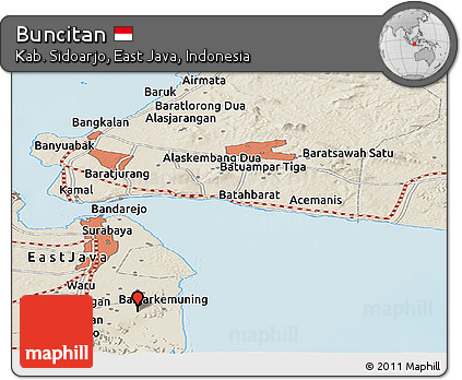 Shaded Relief Panoramic Map of Buncitan