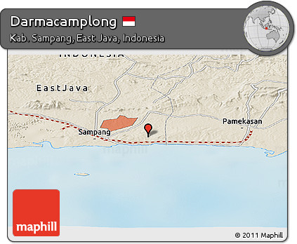 Shaded Relief Panoramic Map of Darmacamplong