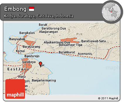 Shaded Relief Panoramic Map of Embong