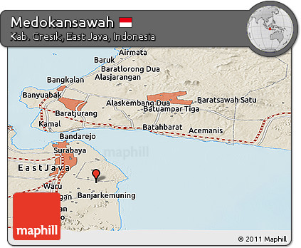 Shaded Relief Panoramic Map of Medokansawah