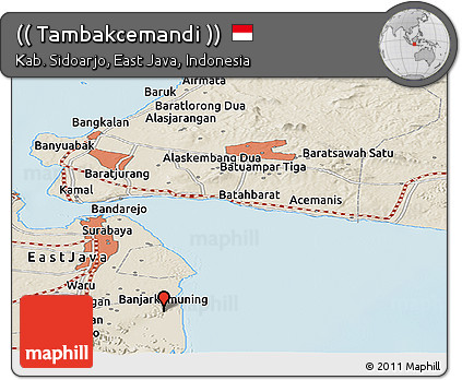 Shaded Relief Panoramic Map of (( Tambakcemandi ))