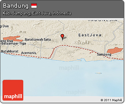 Shaded Relief Panoramic Map of Bandung