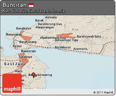 Shaded Relief Panoramic Map of Buncitan