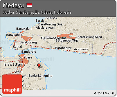 Shaded Relief Panoramic Map of Medayu