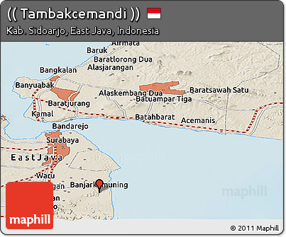 Shaded Relief Panoramic Map of (( Tambakcemandi ))