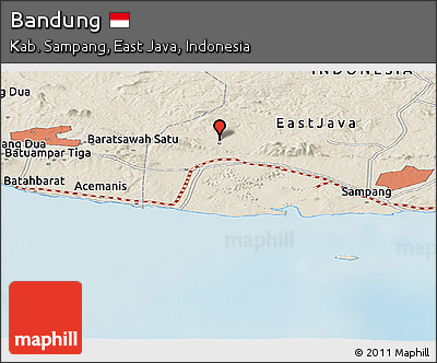 Shaded Relief Panoramic Map of Bandung