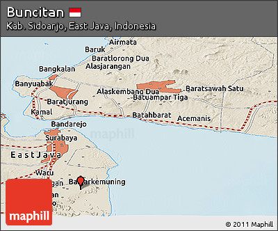 Shaded Relief Panoramic Map of Buncitan