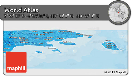 Political Panoramic Map of the Area around 7° 10' 2" S, 113° 58' 29" E