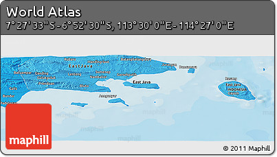 Political Panoramic Map of the Area around 7° 10' 2" S, 113° 58' 29" E