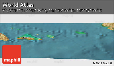 Satellite Panoramic Map of the Area around 7° 10' 2" S, 114° 49' 29" E