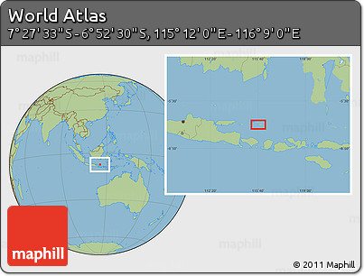 Savanna Style Location Map of the Area around 7° 10' 2" S, 115° 40' 30" E