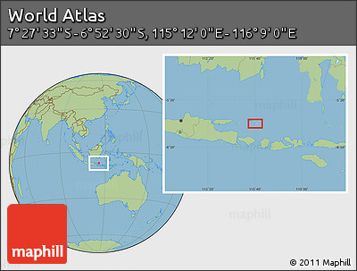 Savanna Style Location Map of the Area around 7° 10' 2" S, 115° 40' 30" E