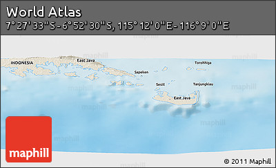 Shaded Relief Panoramic Map of the Area around 7° 10' 2" S, 115° 40' 30" E