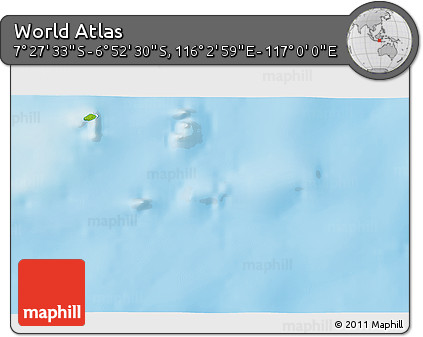 Physical 3D Map of the Area around 7° 10' 2" S, 116° 31' 30" E