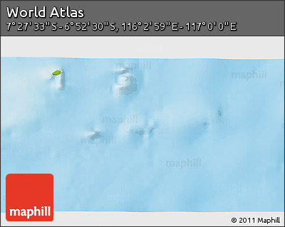 Physical 3D Map of the Area around 7° 10' 2" S, 116° 31' 30" E