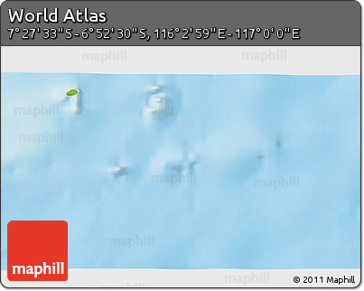Physical 3D Map of the Area around 7° 10' 2" S, 116° 31' 30" E