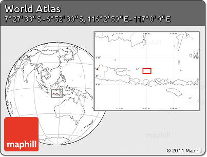 Blank Location Map of the Area around 7° 10' 2" S, 116° 31' 30" E