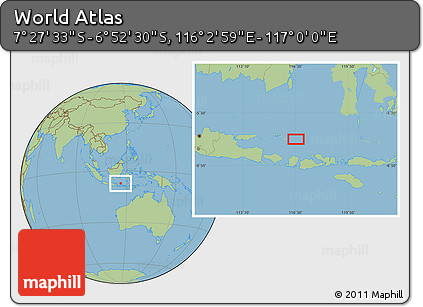 Savanna Style Location Map of the Area around 7° 10' 2" S, 116° 31' 30" E